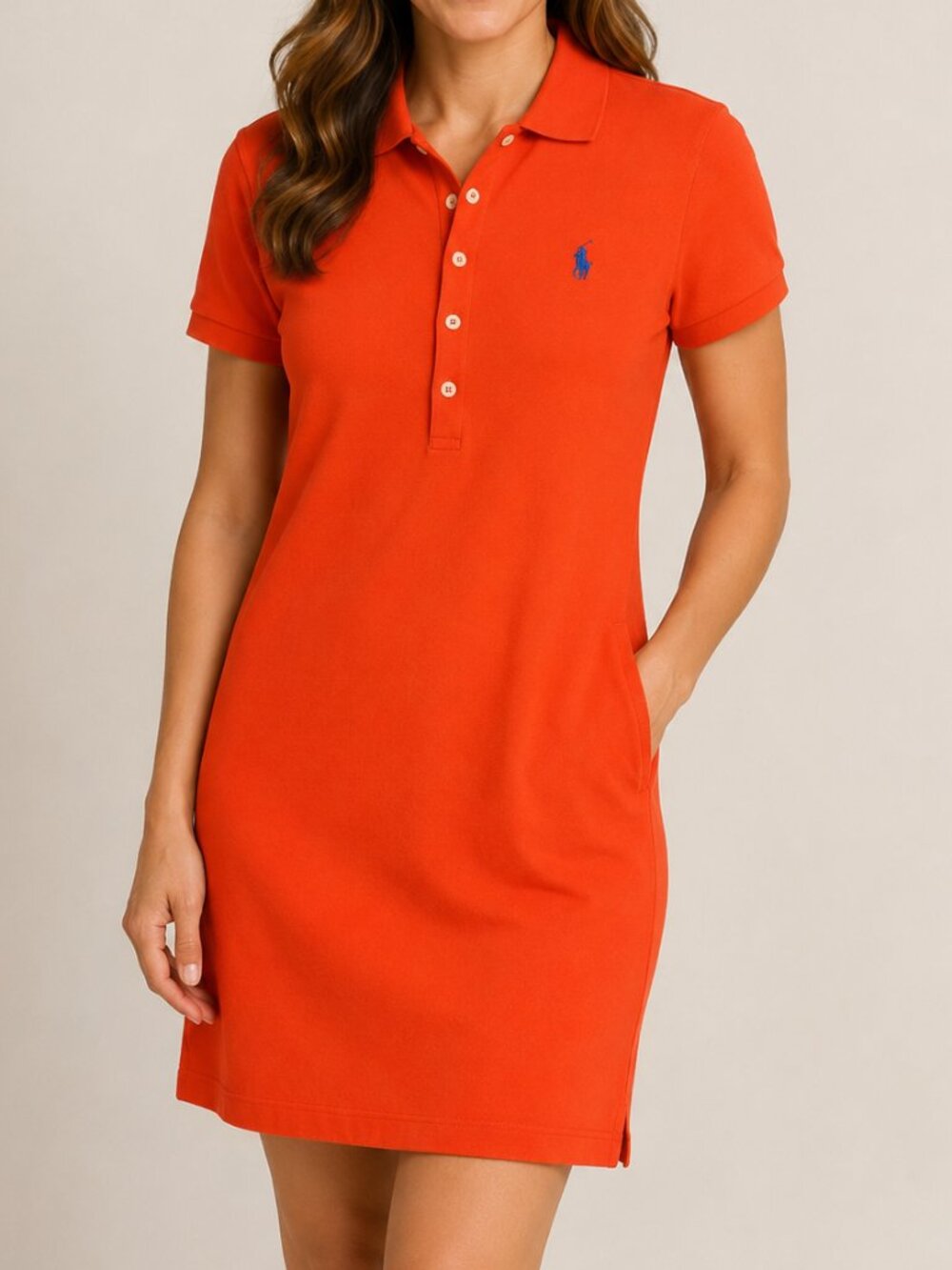 Polo Ralph Lauren Sport Orange Polo Dress Casual Sporty Preppy Shirt Dress Small